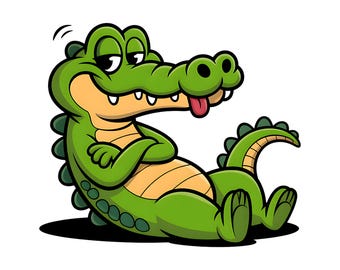 25 Quirky Cartoon Crocodile Clipart Bundle PNG, Whimsical Safari Animals Clip Art Illustrations, Cute Wildlife Sublimation Designs