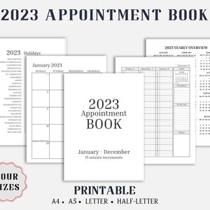 2023 Appointment Book - Monday Start, Daily And Hourly Schedules With 15 Minute Increments, 2 Page Monthly Calendar, Beauty Salon Gifts