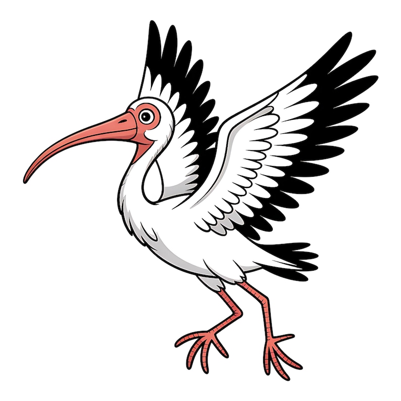 18 Quirky Cartoon Ibis Clipart Bundle PNG, Whimsical Forest Animal Clip ...