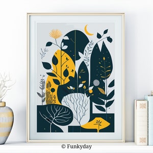 Printable Art Boho Home Decor, Abstract Boho Flowers Wall Art Prints, Floral Downloadable Digital Art Print, Botanical Boho Floral Poster