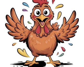 20 Quirky Cartoon Chicken Clipart Bundle PNG, Funny Rooster Graphics, Whimsical Animal Sublimation Designs