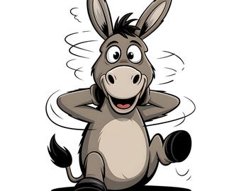24 Quirky Cartoon Donkey Clipart Bundle PNG, Whimsical Farm Animal Clip Art Illustrations, Cute Sublimation Designs