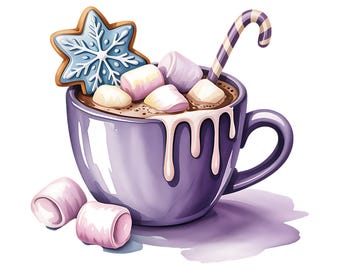 40 gezellige aquarel kerst warme cacao en warme chocolademelk clipartbundel png, feestelijke wintervakantie warme dranken sublimatie ontwerpen