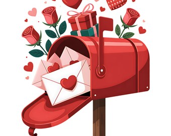 バレンタインデーのシーンを描いたクリップアート18点セット、気まぐれな水彩画風ラブPNGグラフィック、ロマンチックな昇華デザイン