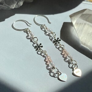 ONE of a KIND, HANDMADE Pink .925 Silver Flower Earrings | Spring Fever Collection