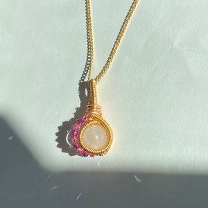 ONE of a KIND, HANDMADE Rose Quartz & Crystal Gold-Plated Necklace