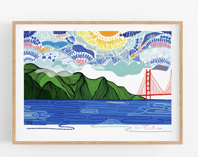 San Francisco Bay skyline | California Wall Art | Fun Cubicle decor, Dorm Room Decor