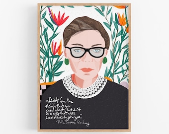 The Notorious RBG Art Print // Ruth Bader Ginsburg  Cubicle Decor for Lawyers,  Lawyer's Gift, Law office wall art