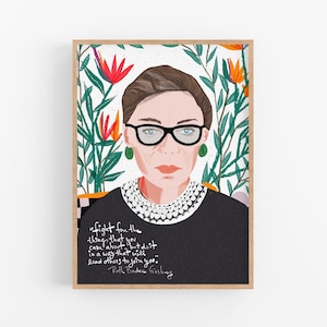 The Notorious RBG Art Print // Ruth Bader Ginsburg Cubicle Decor for Lawyers, Lawyer's Gift, Law office wall art image 1