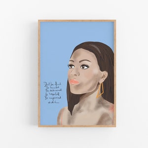 Michelle Obama Portrait: Empowering Wall Art Celebrating Leadership, Wisdom & Grace - Cubicle Decor