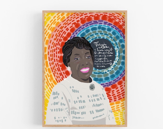 Cubicle Decor Wall Art for Artists // Alma Thomas Portrait,  Gift for artist, cubicle decor, New Job Gift