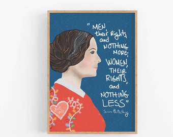 Susan B Anthony, Cubicle Decor Art Print, Feminist Gifts, New Job Gift