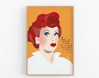 Lucille Ball Portrait Art print, Women Cubicle Decor, Mothers Day Gift