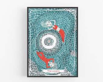 The Girl Lovers Tarot Poster, Living Room Wall Art, Office Art Print, woo woo gift