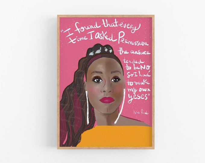 Positive Quote Print // New Job Gift, Housewarming Gift, Inspiring Issa Rae Portrait, Cubicle Decor