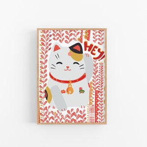 Good Luck Gift // Maneki Neko Art Print image 1