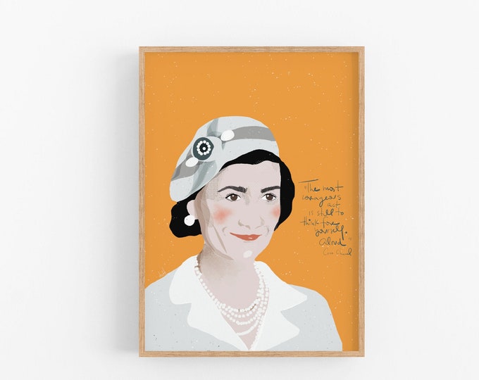 Coco Chanel Art Print Portrait, Iconic Women Art, Cubicle Decor