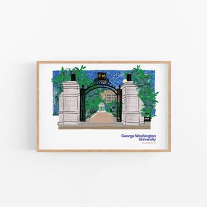 George Washington University DC Skyline Art Print - College Campus Gift for Alumni, Students, Friends- Back to School Gift