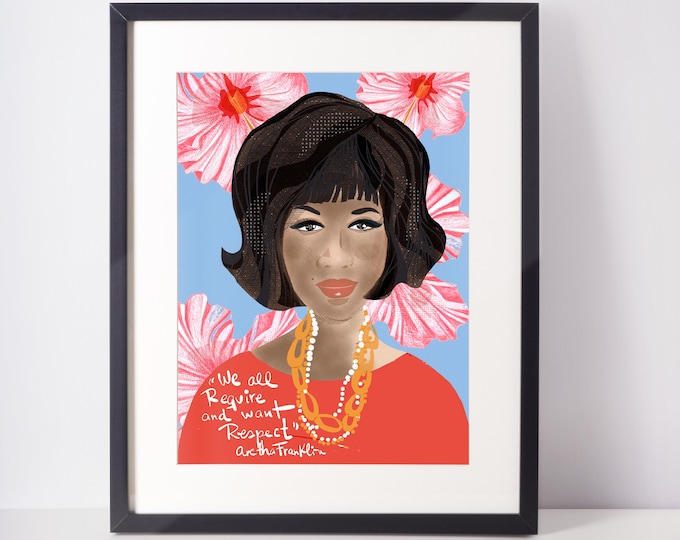 Aretha Franklin Portrait Art Print