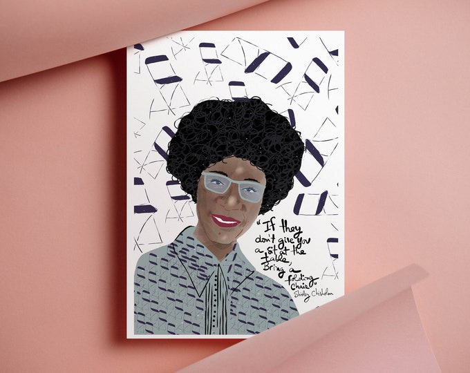 Feminist Quote Art Print // Shirley Chisholm Portrait, Inspiring Women Cubicle Decor, Promotion Gift,  Lawyer Office Art, Paralegal Gift