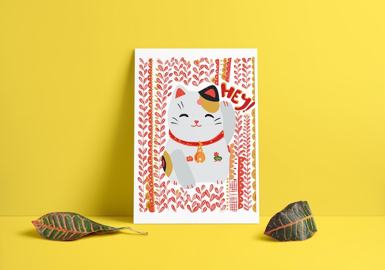 Good Luck Gift // Maneki Neko Art Print image 4