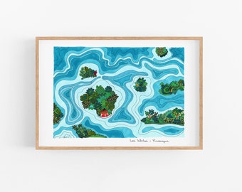 Isletas | Lago Nicaragua | Arte de pared | Amante de la naturaleza | Decoración | Recuerdos de Nicaragua