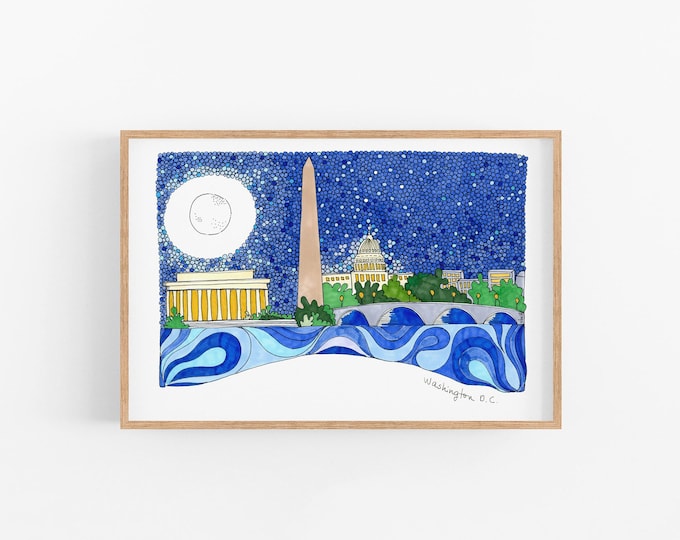 Washington DC Art Print, Kennedy Center View, Washington DC Cubicle Decor Art