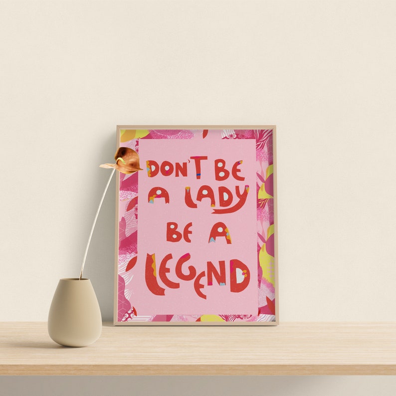 Don't be a lady Be a Legend ,Stevie Nicks Typographic Art Print, Friendship Gift image 2