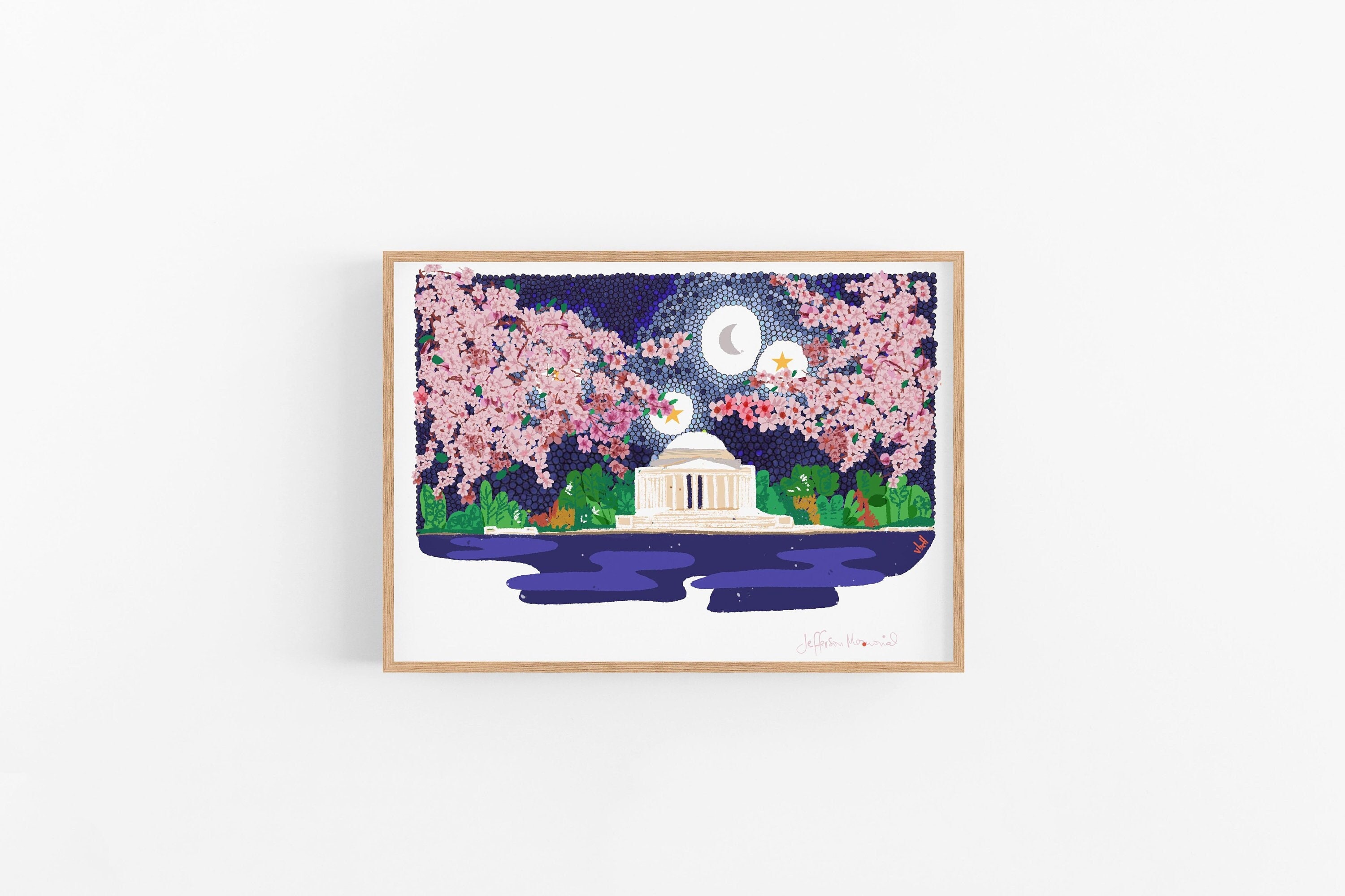 Cherry Blossoms Jefferson Memorial Art Print - Washington DC Landscape Wall Decor for Home & Office