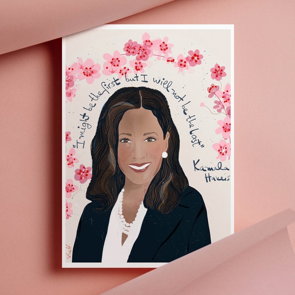 Graduation Gift // Kamala Harris Portrait,  Ready to Frame Office Art Print, Madam Vice President Cubicle Decor, Feminist Posters