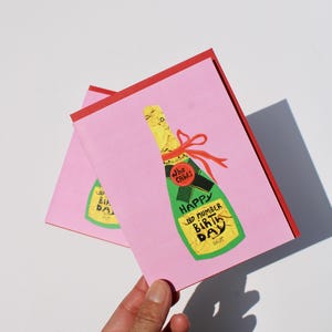 Carte de voeux d'anniversaire amusante sans numéro - Parfaite pour les amateurs de champagne, carte d'anniversaire élégante pour tout âge