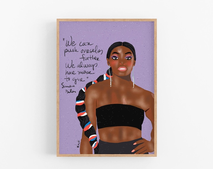 Classroom Wall Art // Sporty Girls Gift,Simone Biles Portrait, Girl Power Art Print, Teachers Gift