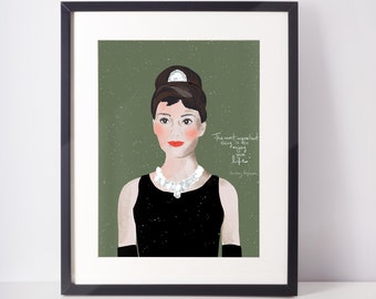 AUDREY HEPBURN Art Print Ready to Frame, Fashionista Gift Feminist Wall Art