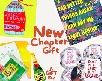 Inspirational Gift Box: Art Prints, Magnet, Pin & Sticker - New Beginnings