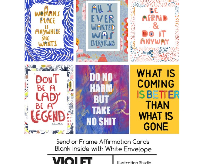 New Job Gift // Affirmation Greeting Cards, Feminist Quote, Typographic Art, BFF Gifts