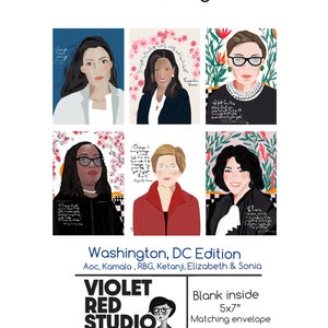 Conjunto de cartões comemorativos - Cartões feministas celebrando mulheres na política, ideais para decoração de cubículos e presentes em Washington DC