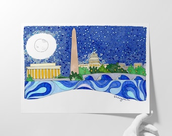 Kennedy Center Art Print: Washington DC Skyline Office Decor