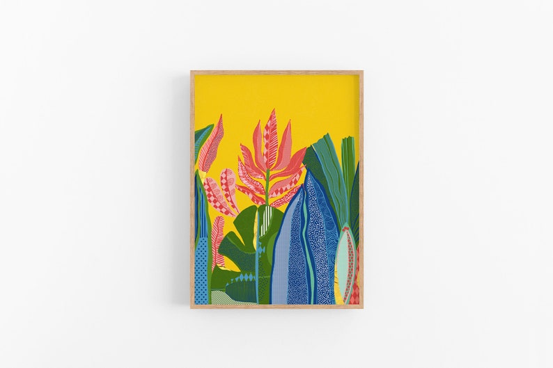 Summer Greenery Wall Art, Yellow Bedroom Art Print, Pick Me Up Gift, Cubicle Decor image 2