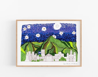 San Salvador Skyline Print: El Salvador City Art