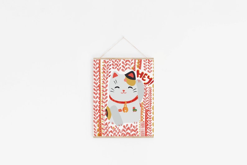 Good Luck Gift // Maneki Neko Art Print image 3