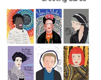 Greeting Card Set, Gift for Artists, Feminist Gifts, Women Cubicle Decor, Women in the Arts Cards