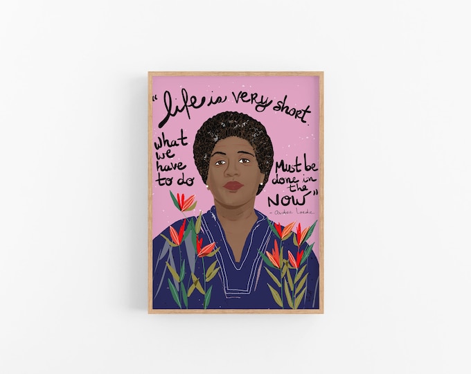 Art Print Wall Decor // Audre Lorde Portrait, Writer Cubicle Decor, Feminist Poster,  Lawyer Decor, Paralegal Gift