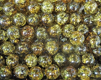 14mm - 10 Cracked Marbles, Fried Marbles 9/16&quot;, Golden Amber Cracked Fried Marbles, Old Fashion Marbles,