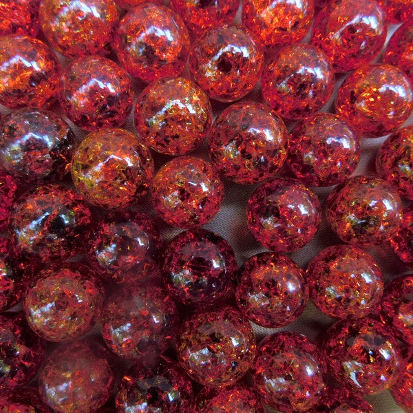 14mm - 10 Cracked Marbles, Fried Marbles 9/16", Red Cracked Fried Marbles, Old Fashion Marbles, 14mm Fried Cracked Marbles, 10 Pieces