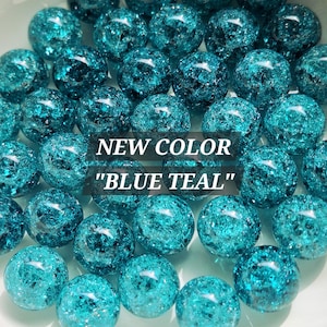 14mm - 10 Cracked Marbles, Fried Marbles, "Blue Teal" Cracked Fried Marbles, Old Fashion Marbles, 14mm Fried Cracked Marbles, 10 Pieces