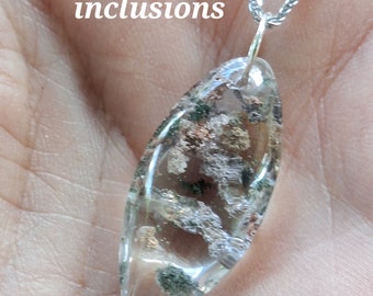 Quartz With Inclusions, Crystal Necklace, Quartz Necklace, Quartz Crystal Necklace including 18" Sterling Silver Chain