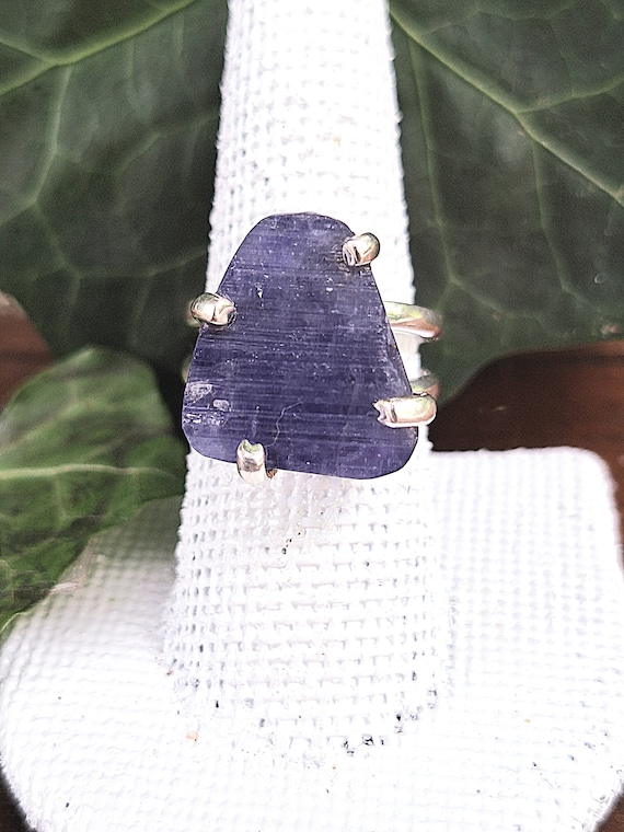Raw Tanzanite Sterling Silver Ring Size 9