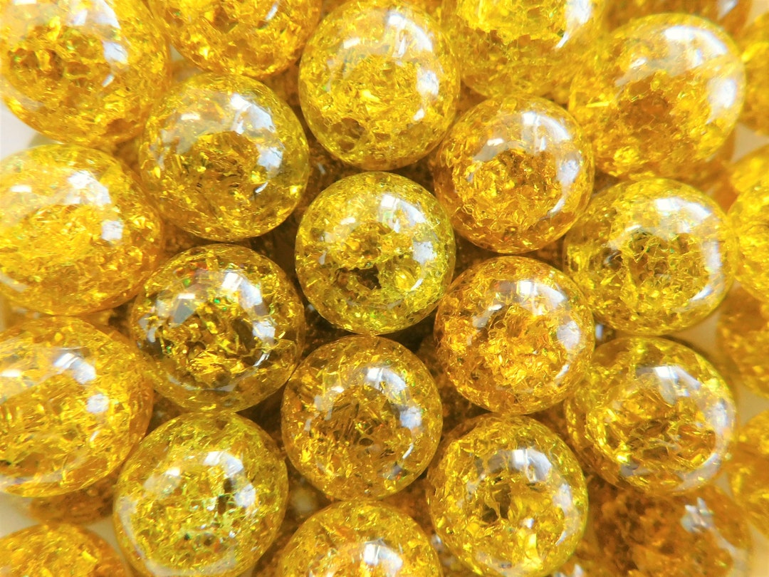 16mm 10 Cracked Marbles Fried Marbles 16mm Yellow Cracked Etsy