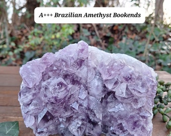 Large A+++Amethyst Cluster Bookends, Geode Bookends, Stone Bookends, Rock Bookends, February Birthstone Bookends, Metaphysical Bookends,