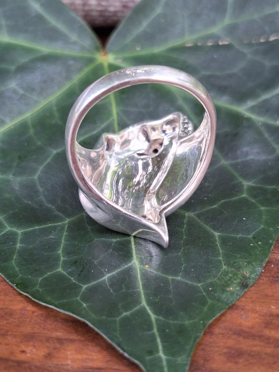 Panther Head Sterling Silver Ring Size 8 - image 6